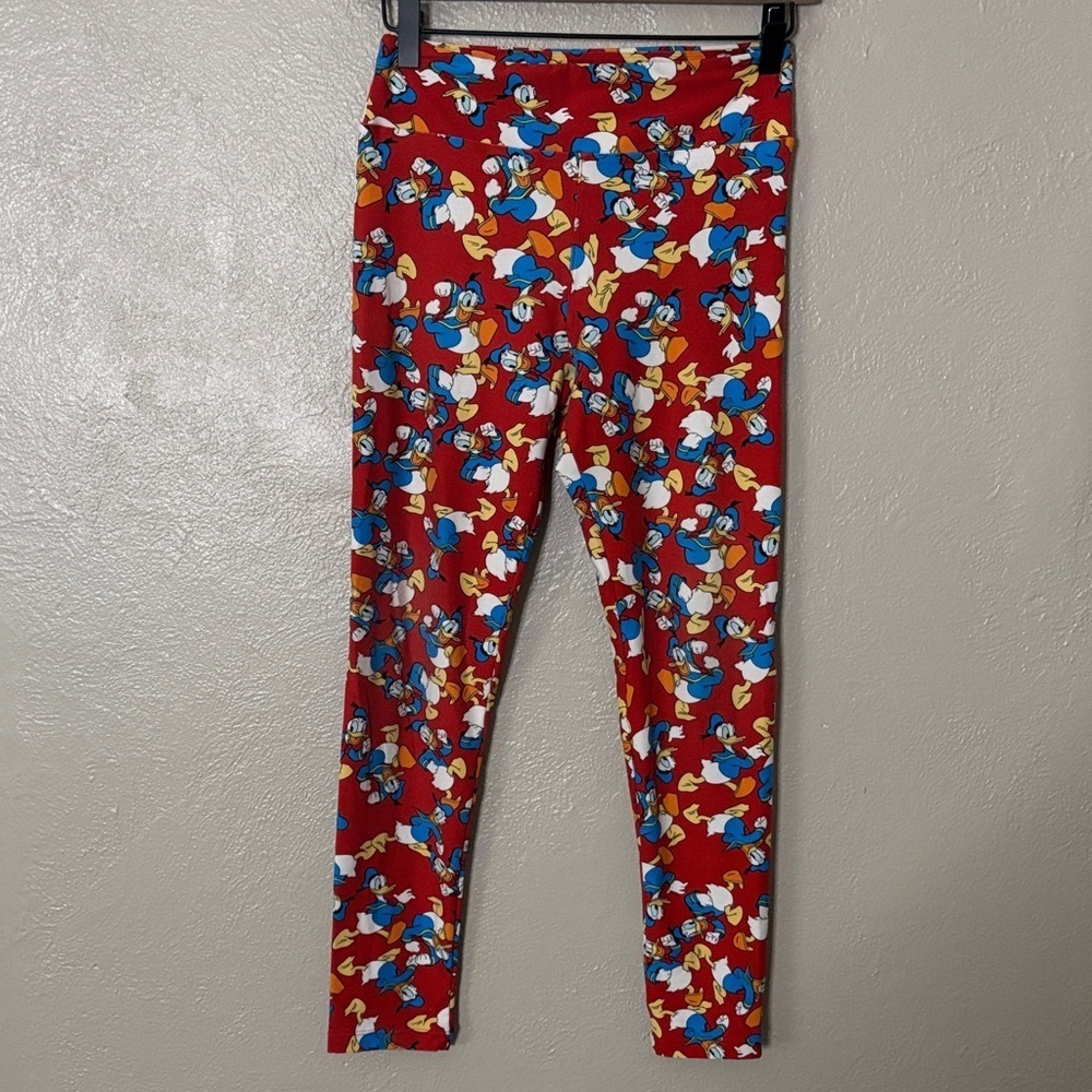 Disney Donald Duck LuLaRoe Leggings Super Soft One Size Red